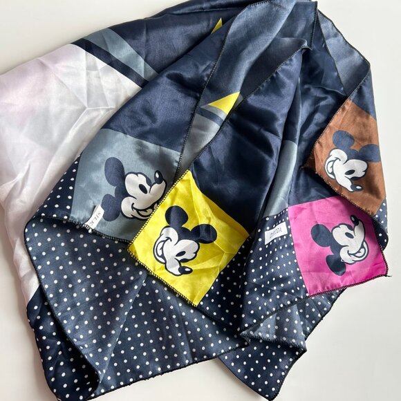Dimoda Mickey Mouse Silk Scarf/Handkerchief 28 by 28 inches square - Picture 1 of 7